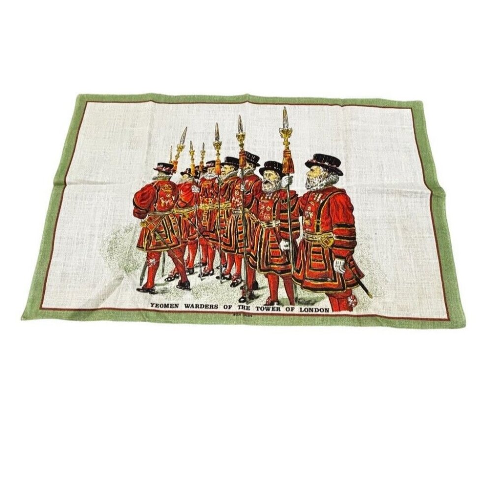 Vintage Ulster Tea Towel Unused! Tower London Print Linen Grannycore